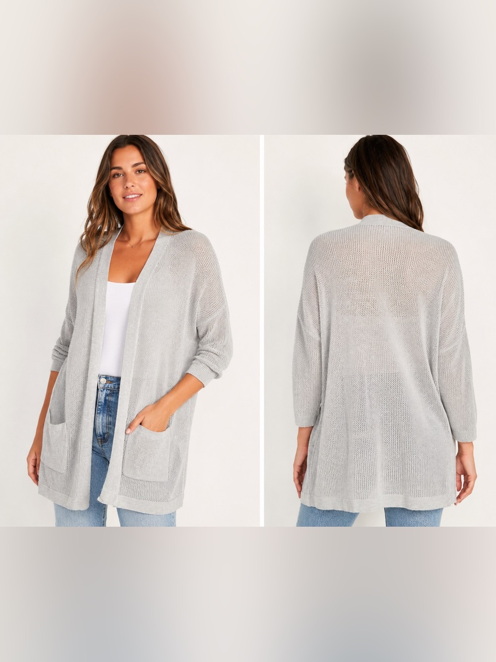 Old Navy Light Gray Open Front Women's Cardigan M Medium